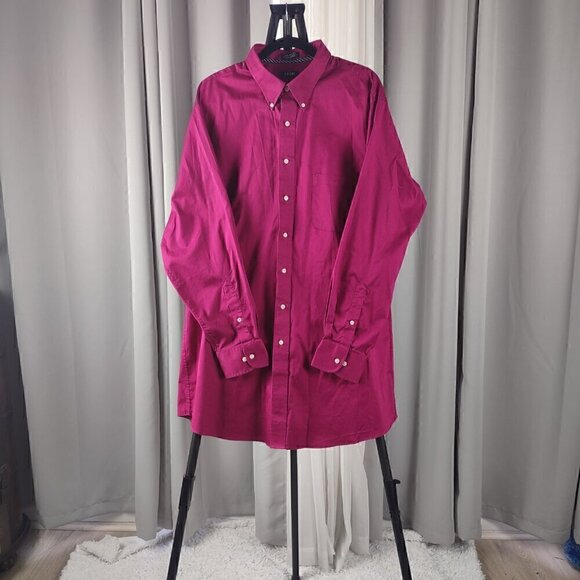 Izod Other - Izod Men's Magenta Cotton Blend Twill Dress Shirt Size 18.5 Tall (35/36)